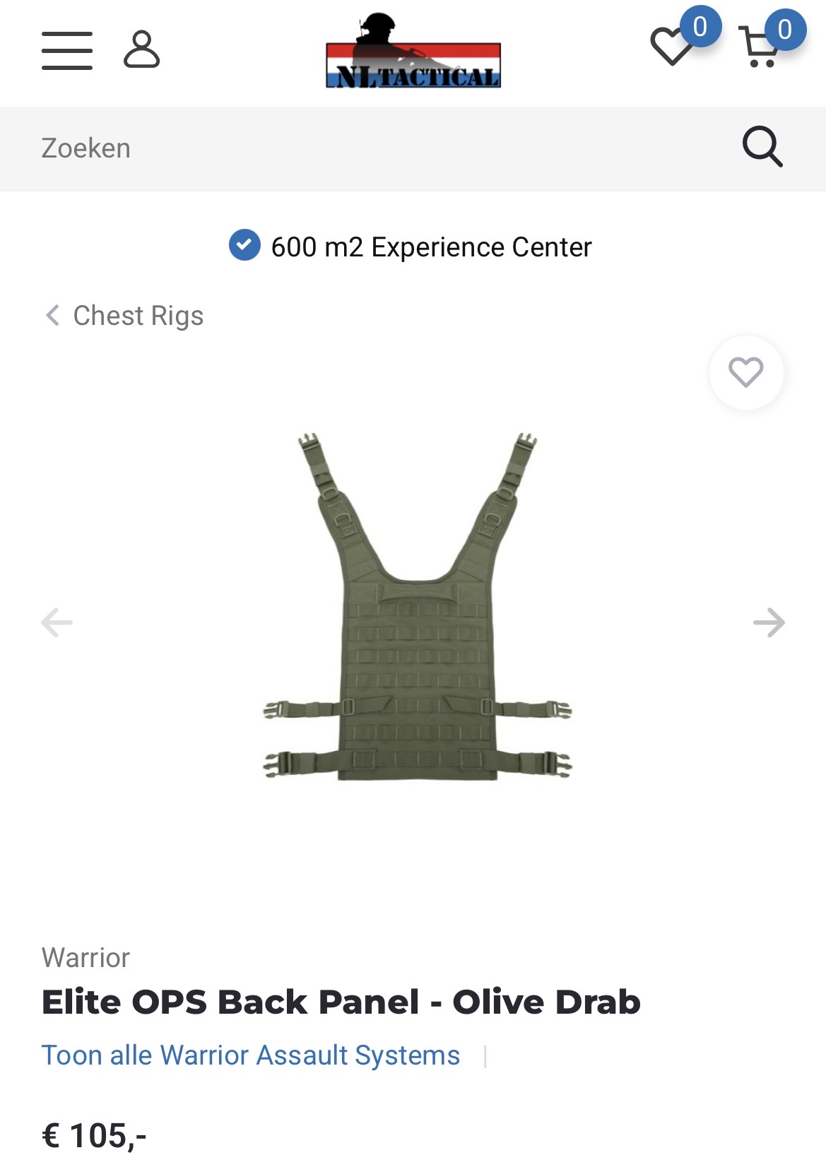 Elite OPS 901 Chest Rig Base en Elite OPS Back Panel. Van warrior assault