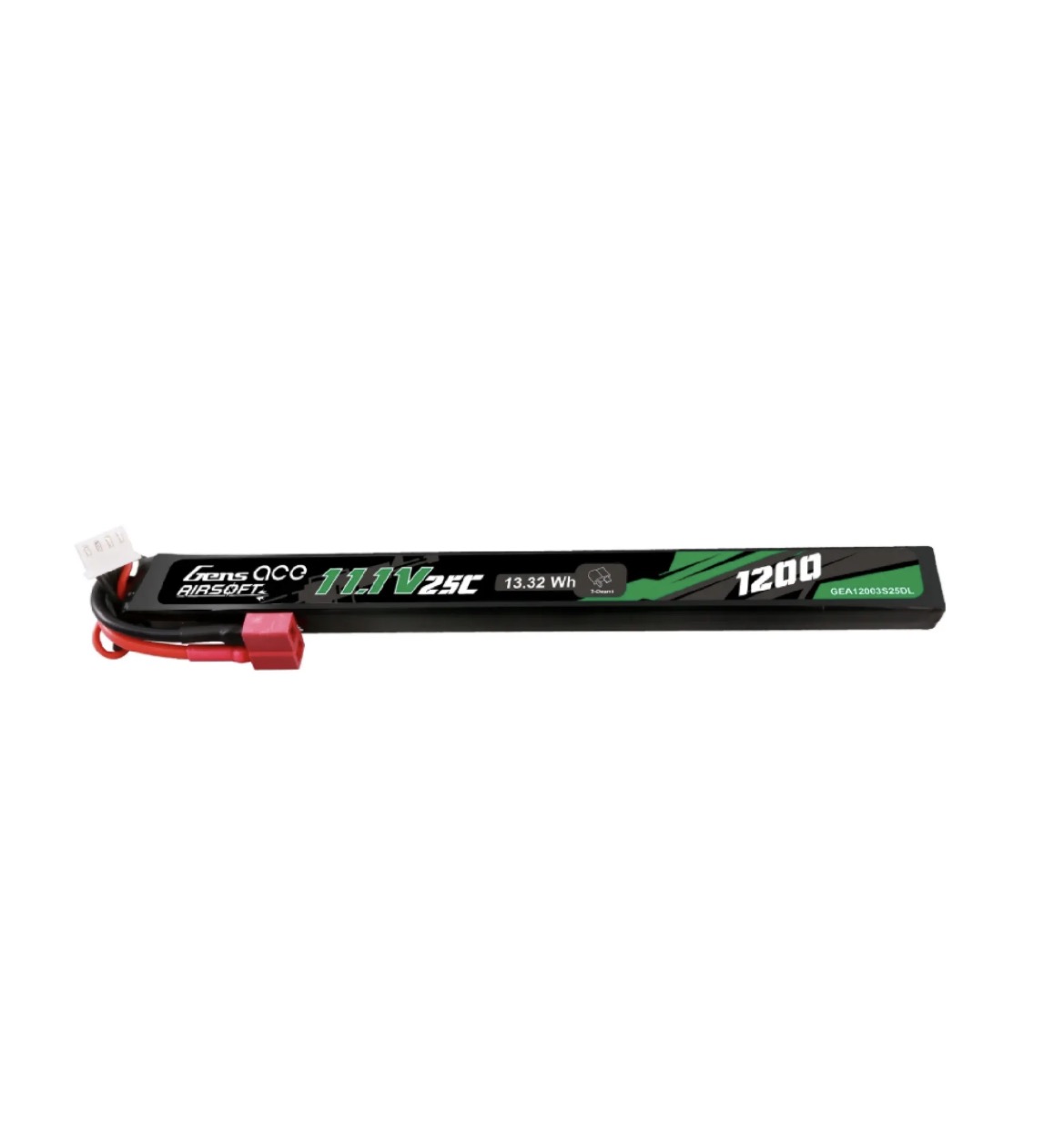 Gens Ace 25C 1200mAh 3S1P 11.1V Airsoft LiPo Battery T-Plug